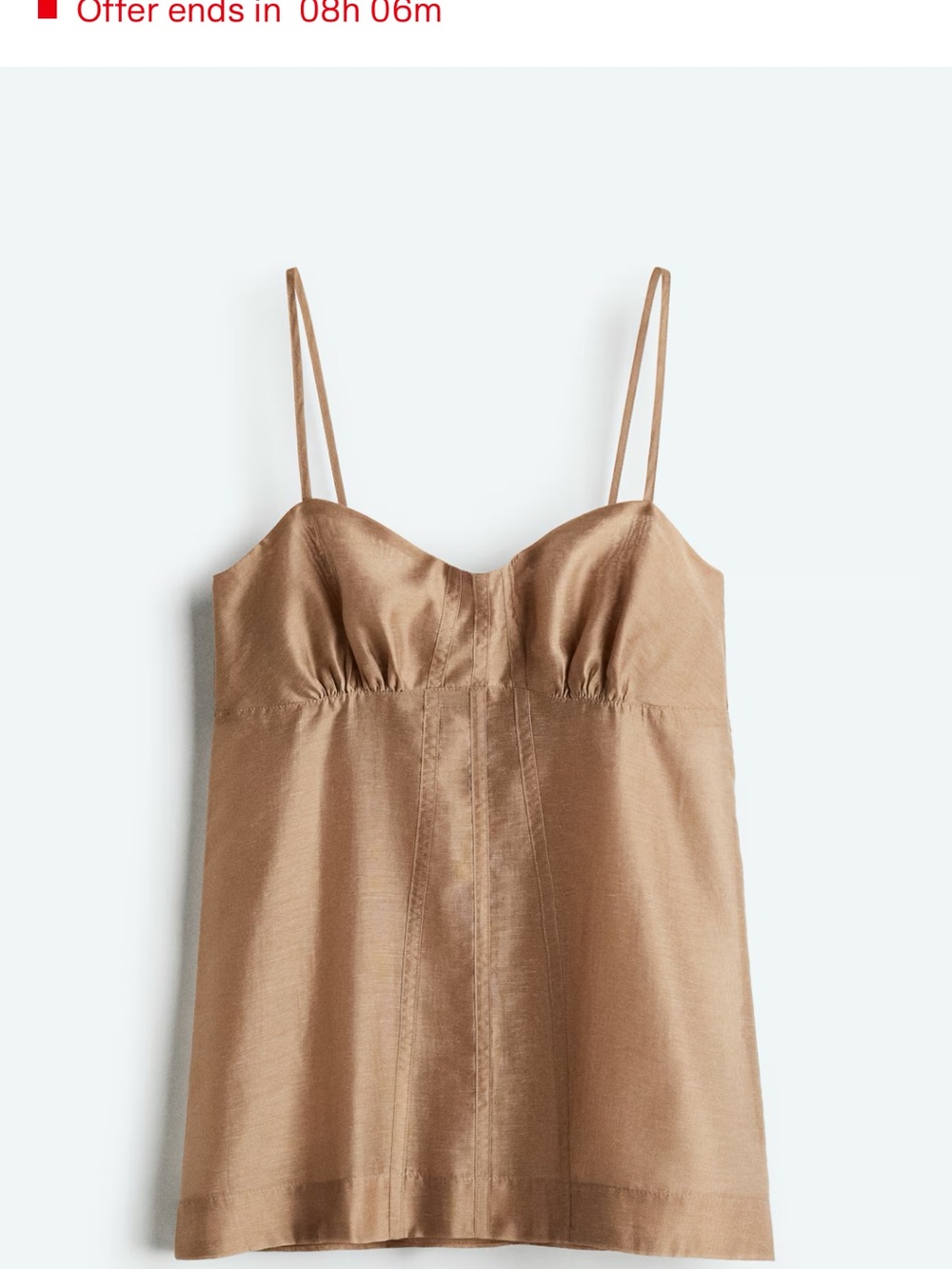 H&M Satin Cami Slip in Camel Tan